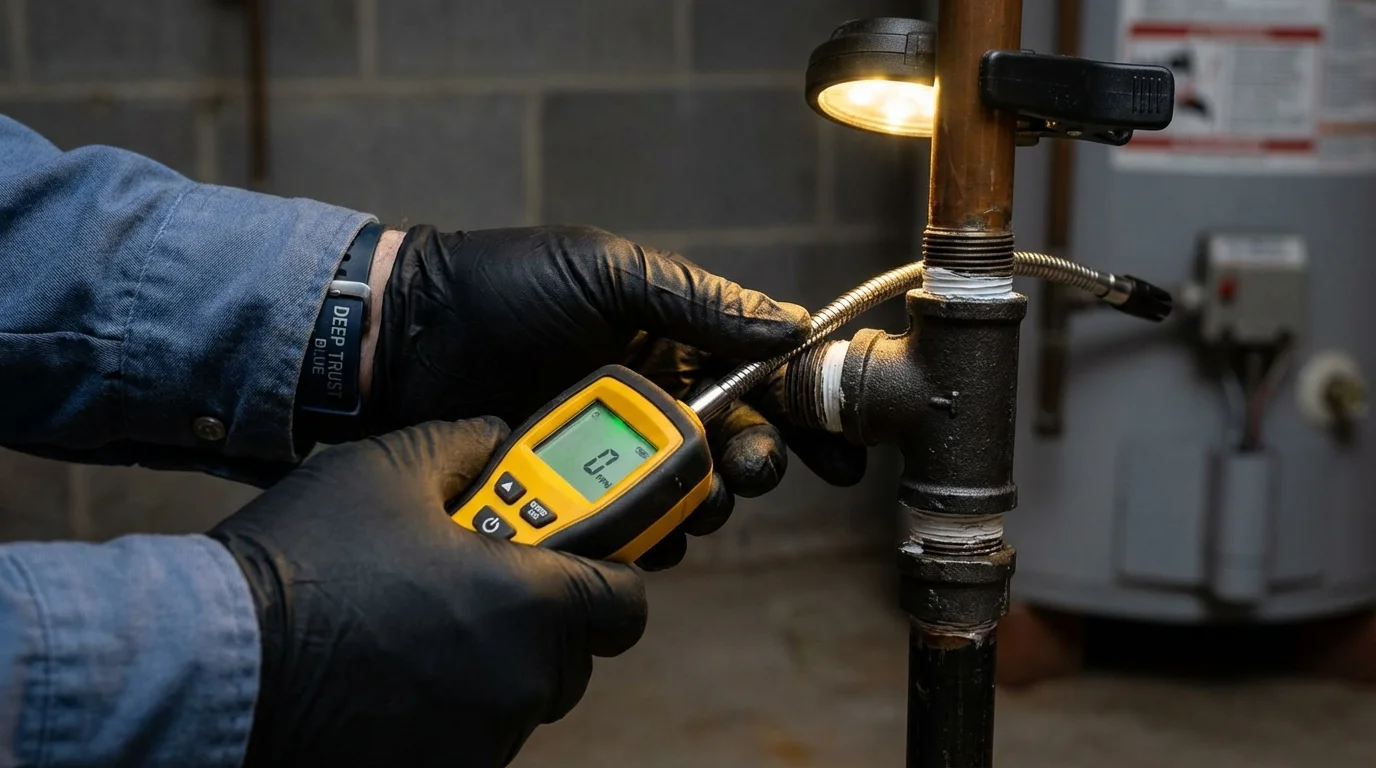Gas leak detection with electronic sniffer by Johns Plumbing LLC in Duluth