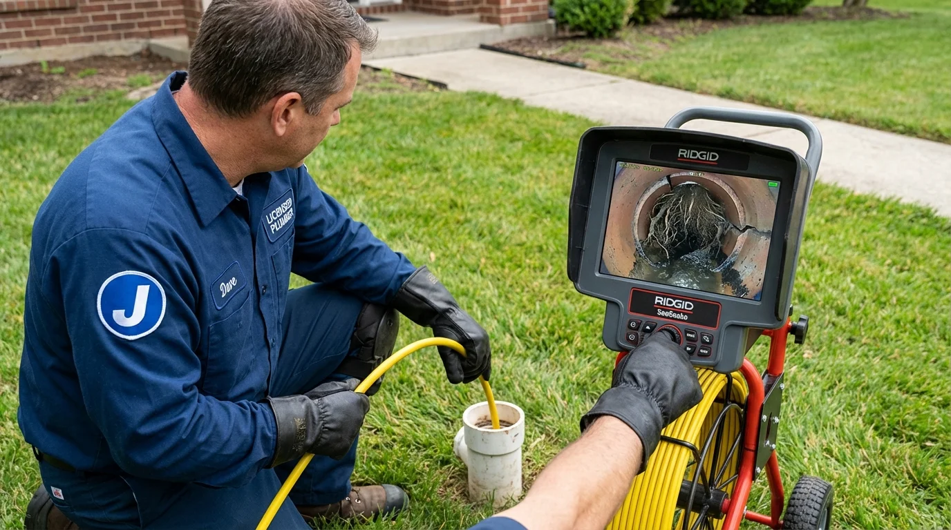 Sewer camera inspection being performed by Johns Plumbing LLC in Duluth