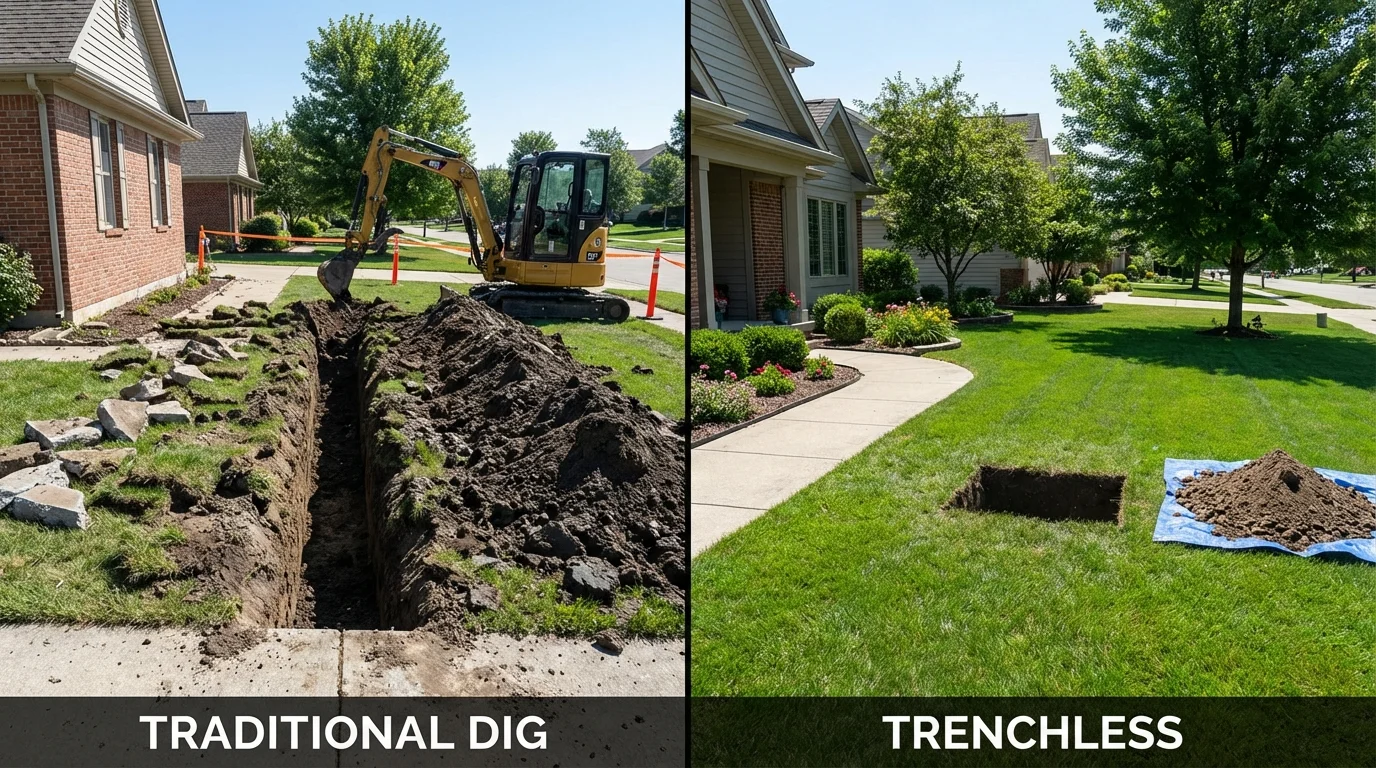 Trenchless sewer repair with minimal yard damage versus traditional excavation in Duluth, MN